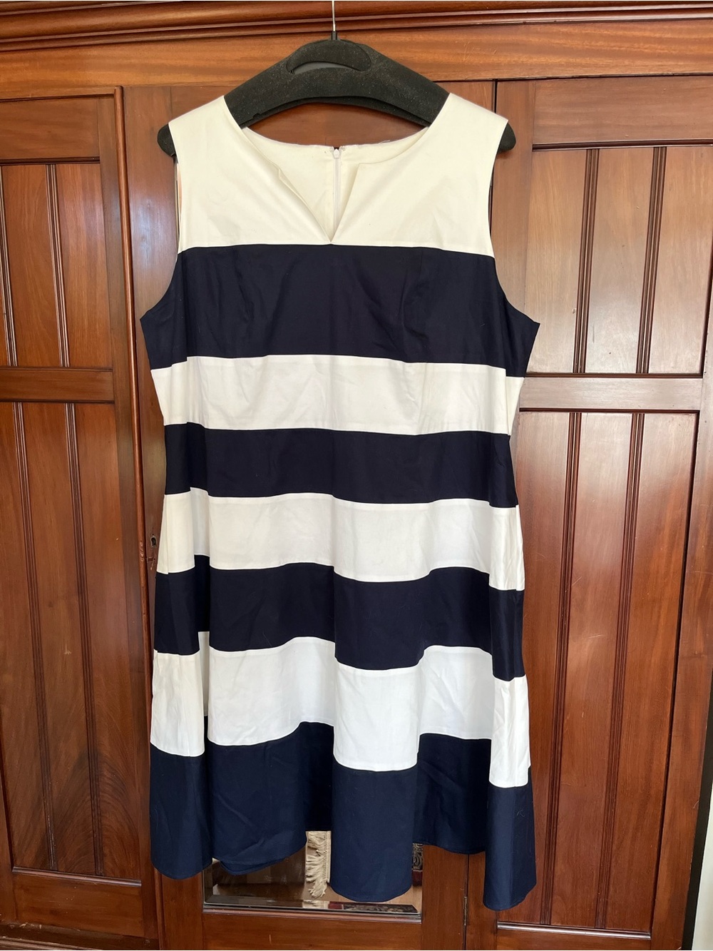 1901 Navy and White Striped Sleeveless Swing Dress